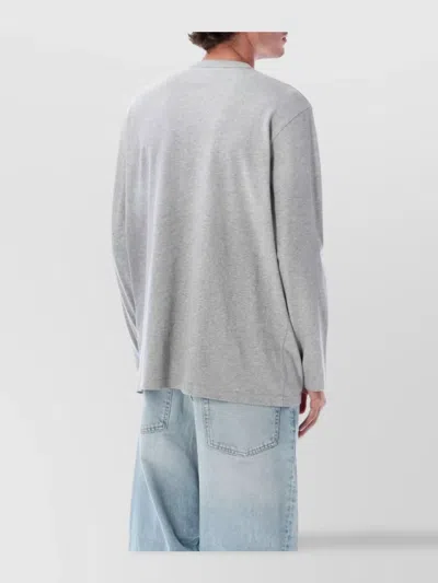 Erl Long Sleeve Graphic Print Crew Neck Top In Gray