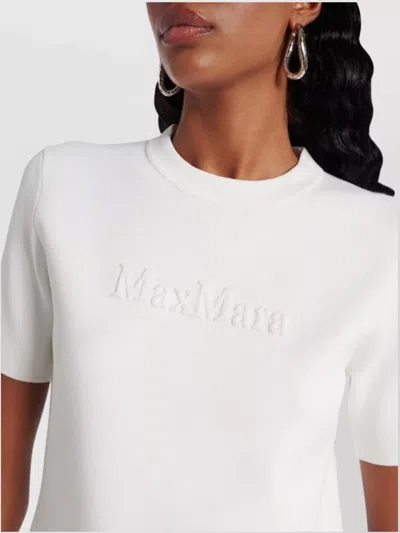 Max Mara Adelio Crepe T-shirt With Logo In White