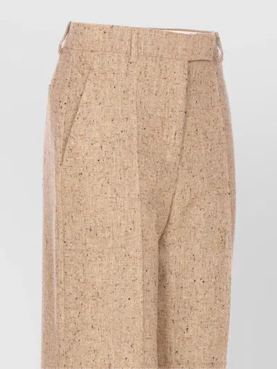 Valentino Pantalone A Palazzo In Lana Sabbia Melangé Donna In Nude