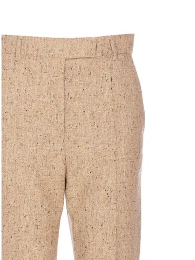 Valentino Pantalone A Palazzo In Lana Sabbia Melangé Donna In Nude