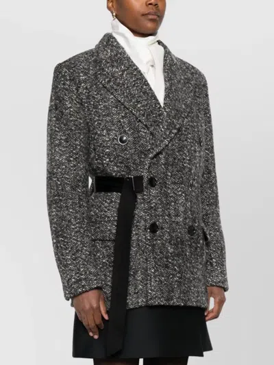 Isabel Marant Womens Atrium Ezzia Double-breasted Wool-blend Jacket Black Ecru In Gray