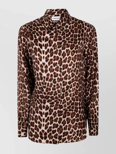 P.a.r.o.s.h . Leopard Print Silk Shirt With Pointed Collar And Overfit Silhouette In Multi