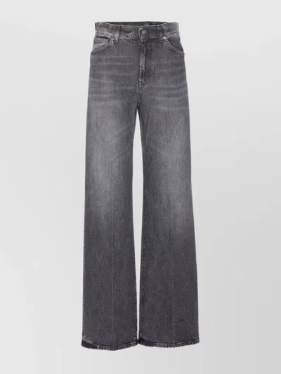 Dondup Wide-leg Trousers With Pockets And Loops In Gray