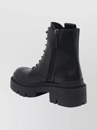 Ash Chunky Sole Ankle Length Buckle Strap Boots In Black