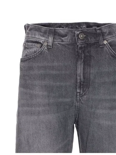 Dondup Wide-leg Trousers With Pockets And Loops In Gray