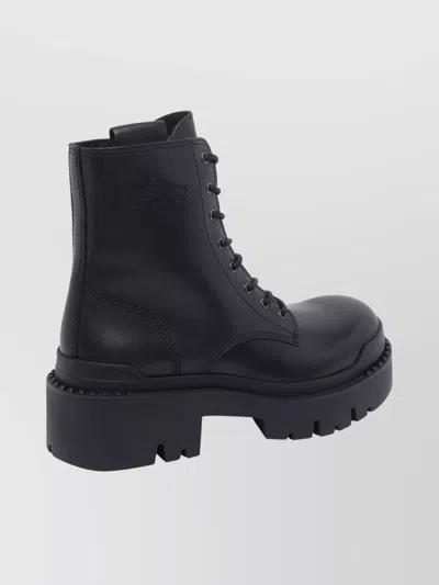 Ash Chunky Sole Ankle Length Buckle Strap Boots In Black