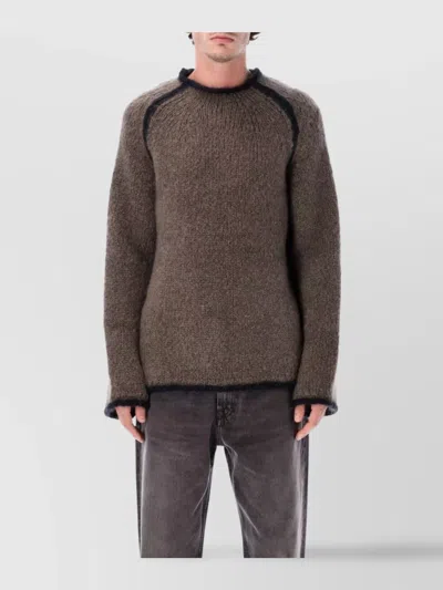 Our Legacy Rider Roundneck Shirt Steel Mohair In Brown