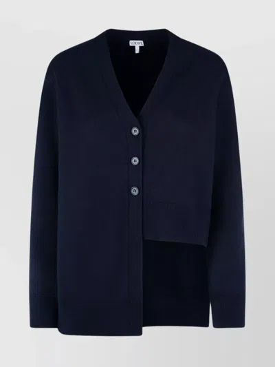 Loewe Button-fastening Asymmetric Cardigan In Blue