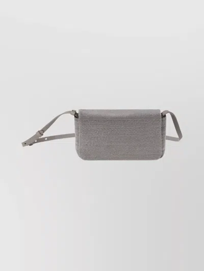 Brunello Cucinelli Rectangular Leather Shoulder Bag With Adjustable Strap In Gray