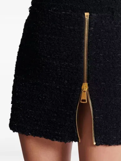 Balmain Tweed Mini Skirt In Black