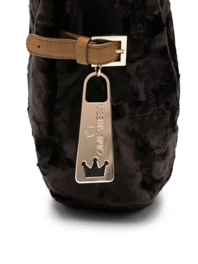 La Milanesa Fur-effect Half-moon Shoulder Bag