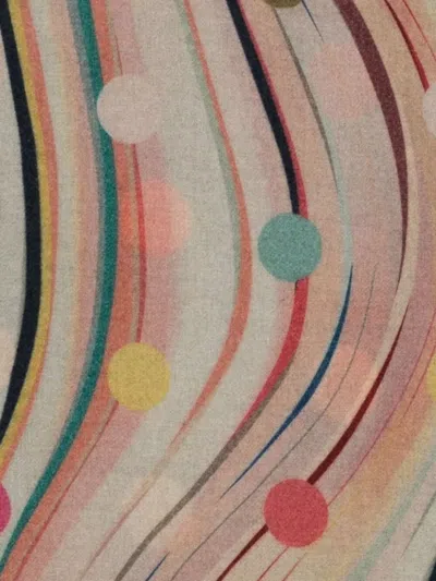Paul Smith Cashmere Wool Scarf With Polka Dots And Swirls In Pink
