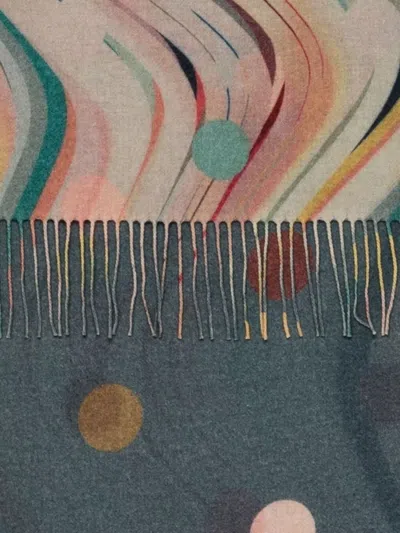 Paul Smith Cashmere Wool Scarf With Polka Dots And Swirls In Pink