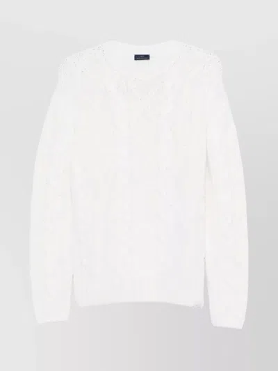 Paul & Shark Cable Knit Crewneck Wool Sweater Clothing In White