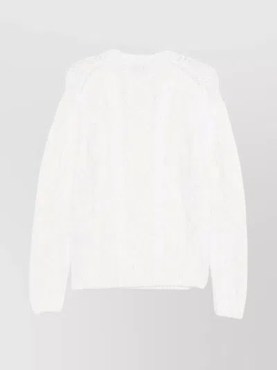 Paul & Shark Cable Knit Crewneck Wool Sweater Clothing In White