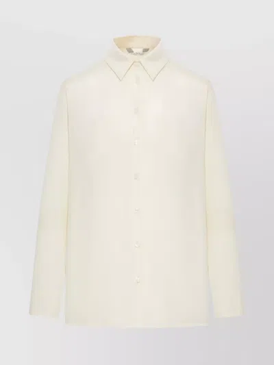 Max Mara Top With Front Stitch Pattern And Long Sleeves In Neutral