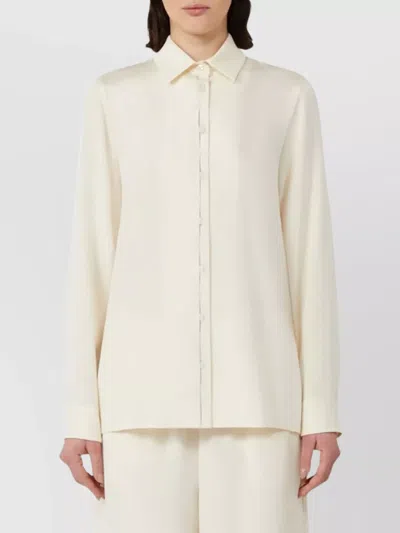 Max Mara Top With Front Stitch Pattern And Long Sleeves In Neutral