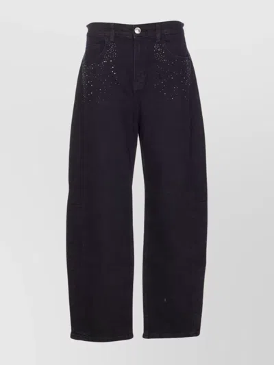 Liu •jo Stylish Trousers With Strass And Studs In Black