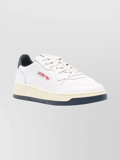 Autry X Maison Kitsuné Medalist Low Sneakers In White And Blue Leather In White