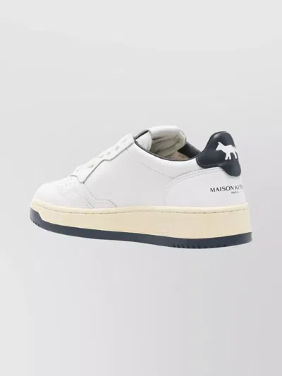Autry X Maison Kitsuné Medalist Low Sneakers In White And Blue Leather In White