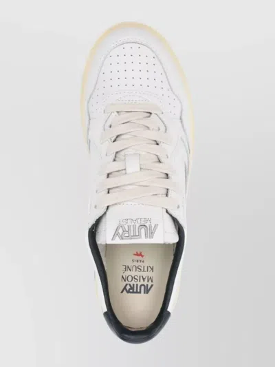 Autry X Maison Kitsuné Medalist Low Sneakers In White And Blue Leather In White