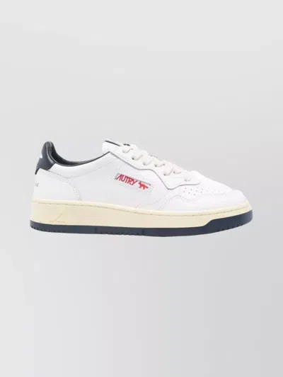 Autry X Maison Kitsuné Medalist Low Sneakers In White And Blue Leather In White