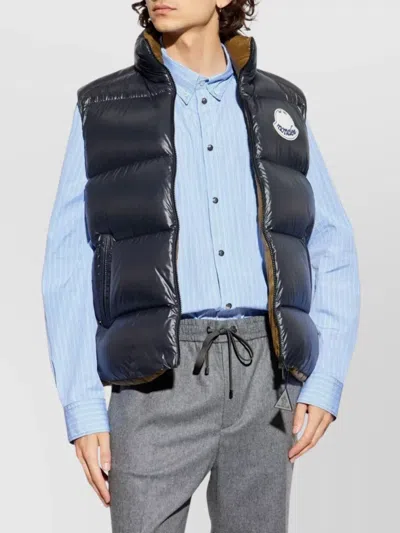 Moncler High Neck Sleeveless Puffer Jacket In Blue