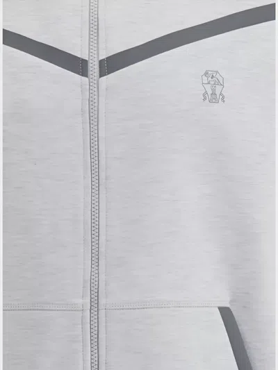 Brunello Cucinelli Stylish Hoodie Logo Design In Gray
