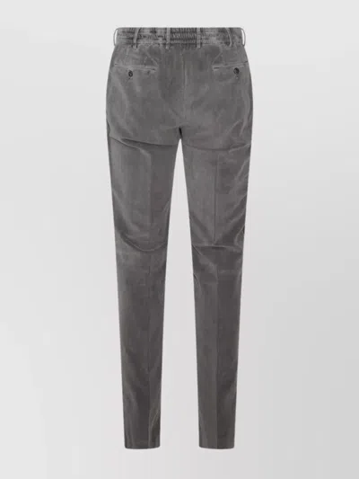 Pt Torino Tailored Grey Corduroy Trousers With Mid-rise Fit In Gray