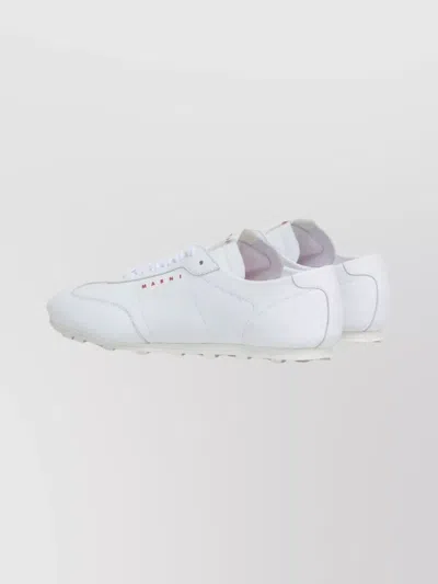 Marni Leather Lace-up Sneakers In White