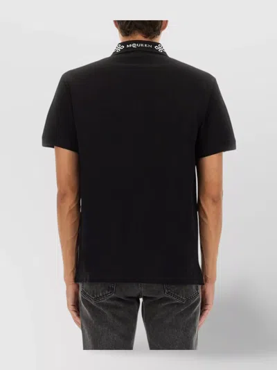 Alexander Mcqueen Polo Shirt With Logo On The Collar In Black