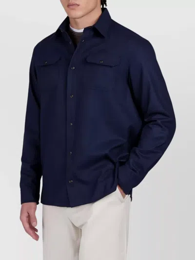Paul & Shark Tailored Jacket With Chest Pockets And Long Sleeves In Blue