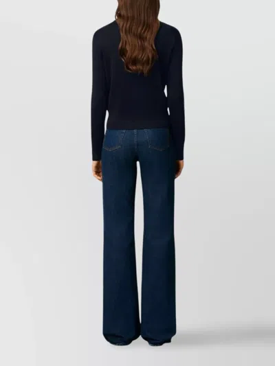 Ami Alexandre Mattiussi Cropped Wool Cardigan With Embroidered Heart Detail In Blue