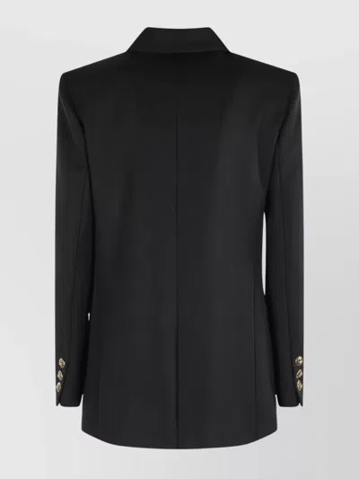 Elisabetta Franchi Structured Black Gabardine Blazer With Jeweled Buttons In Black