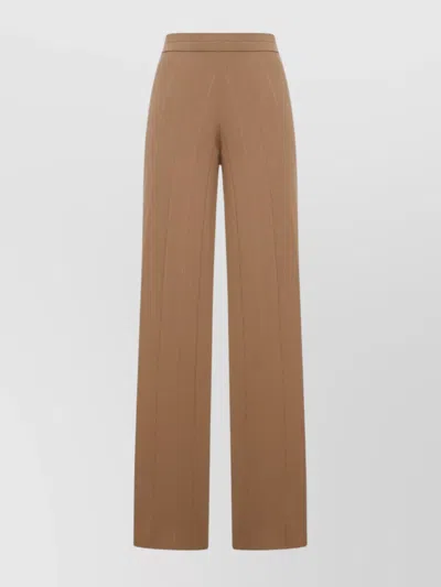 Max Mara High-rise Wide Leg Trousers With Seam Detailing In Brown