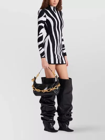 Balmain Sync Medium Shoulder Bag In Black Leather