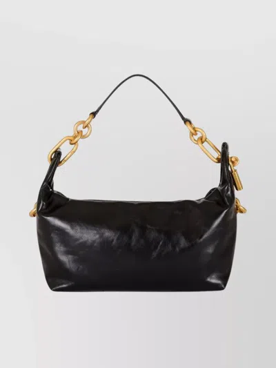 Balmain Sync Medium Shoulder Bag In Black Leather