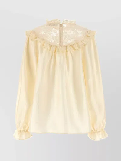 Zimmermann Blouse With Ruffled Collar And Lace In Multi