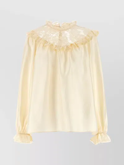 Zimmermann Blouse With Ruffled Collar And Lace In Multi