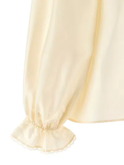 Zimmermann Blouse With Ruffled Collar And Lace In Multi