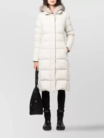 Moorer Zagara Long Down Jacket With Hood And Fur In Gray