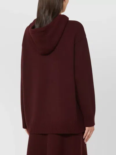 Max Mara Drawstring Hoodie Applique Pocket In Brown