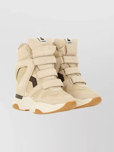 Isabel Marant Balskee Leather And Suede High-top Wedge Sneakers In Brown