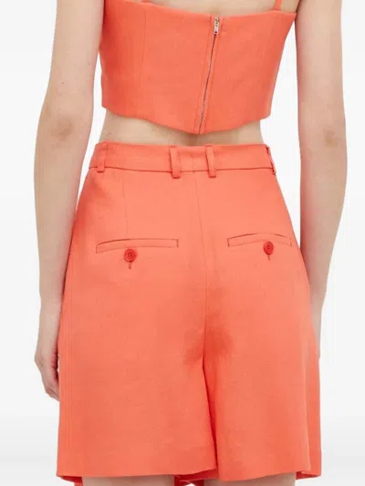 Drykorn Pleated High-waisted Shorts In Orange
