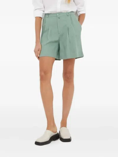 Drykorn Pleated High-waisted Shorts In Green