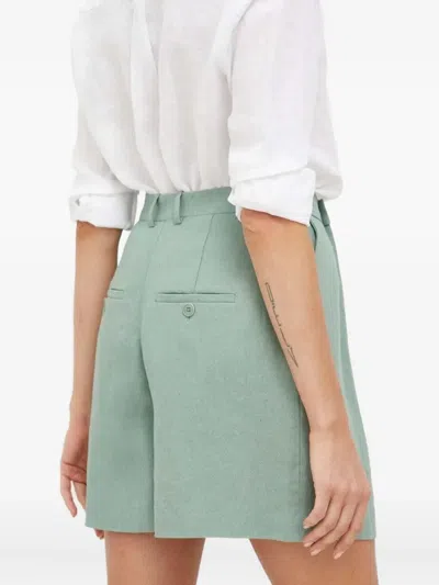 Drykorn Pleated High-waisted Shorts In Green
