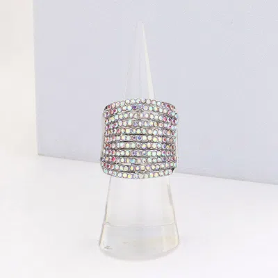 Fashnzfab Rhinestone Pave Multi Row Stretch Ring In Multi