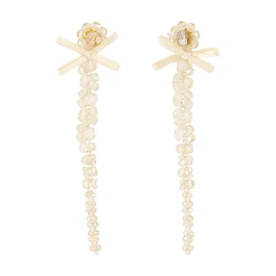 Simone Rocha Petite Bow Drip Earrings - Crystal - Yellow In Gold