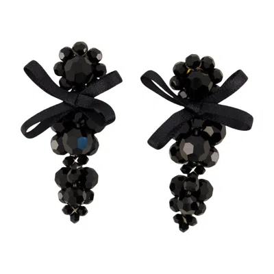 Simone Rocha Petite Bow Earrings - Crystal - Black In Black