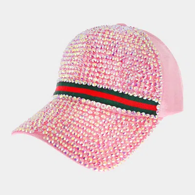Fashnzfab Color Block Detailed Bling Baseball Cap In Pink